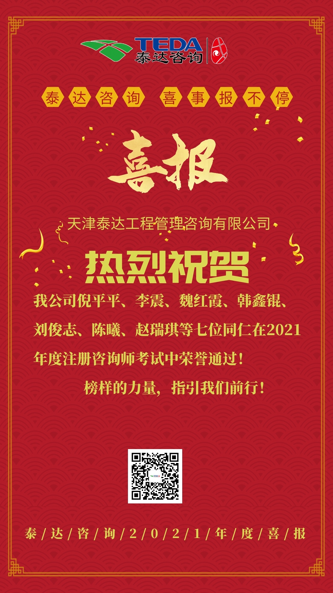 喜報(bào)！熱烈祝賀我司7位同仁通過(guò)咨詢工程師考試！